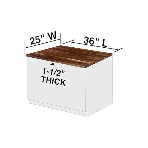  John Boos WALKCT-BL3625-V Blended Walnut Counter Top with Varnique Finish, 1.5