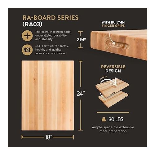  John Boos Boos Block RA-Board Series Large Reversible Wood Cutting Board, 24