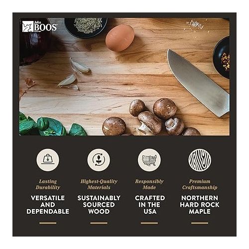  John Boos Maple Wood Cutting Board for Kitchen Prep 24 Inches x 18 Inches, 2.25 Inches Thick Reversible End Grain Rectangular Charcuterie Boos Block