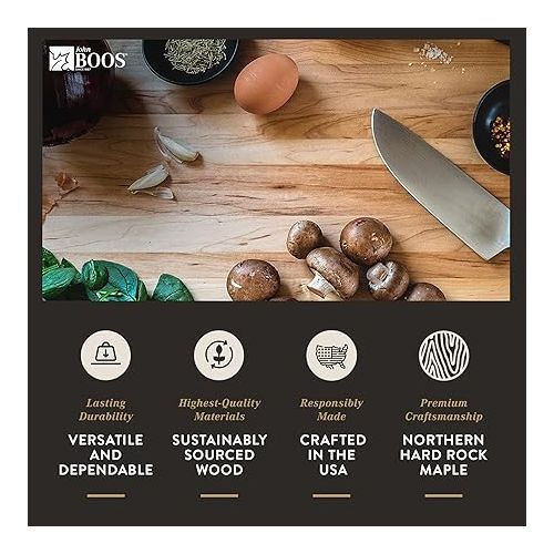  John Boos Boos Block R-Board Series Large Reversible Wood Cutting Board, 1.5-Inch Thickness, 20