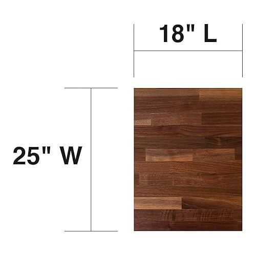  John Boos WALKCT-BL1825-O Blended Walnut Solid Wood Finish Natural Edge Grain Kitchen Cutting Board Island Top Butcher Block, 18 x 25 x 1.5 inches