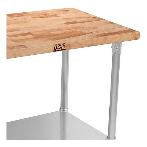  John Boos Maple Wood Top Work Table with Adjustable Lower Shelf, 36 x 24 x 1.5 Inch, Galvanized Steel