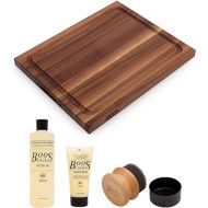 John Boos Large Walnut Wood Cutting Board for Kitchen Prep and Charcuterie, 21” x 17” x 1.5” Thick, Juice Edge Groove, Reversible Boos Block