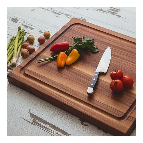  John Boos Large Walnut Wood Cutting Board for Kitchen Prep and Charcuterie, 21” x 17” x 1.5” Thick, Juice Edge Groove, Reversible Boos Block
