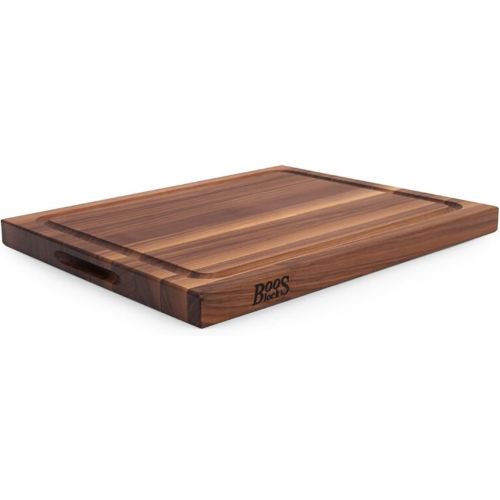  John Boos Reversible 21 Inch Wide 1.5 Inch Thick Au Jus Carving Wood Cutting Board with Deep Juice Groove, 17 x 21 x 1.5 Inches, Walnut