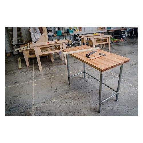  John Boos JNB01 Maple Top Work Table with Galvanized Steel Base and Bracing, 36