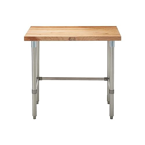  John Boos SNB07 Maple Top Work Table with Stainless Steel Base and Bracing, 36