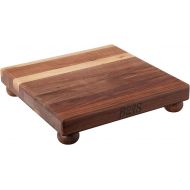 John Boos Small Walnut Wood Cutting Board for Kitchen, 12 Inches x 12 Inches, 1.5 Inches Thick Edge Grain Square Boos Block with Wooden Bun Feet