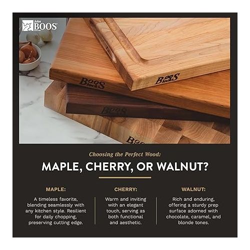  John Boos Reversible 18 Inch Wide 1.5 Inch Thick BBQ Barbecue Carving Cutting Board with Deep Juice Groove, 12 x 18 x 1.5 Inches, Walnut