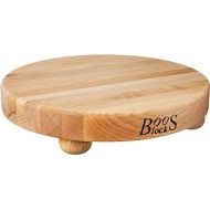 John Boos Maple Wood Cutting Board for Kitchen Prep, 12” Diameter x 1.5” Thick, Edge Grain Round, Charcuterie, Boos Block with Wooden Bun Feet