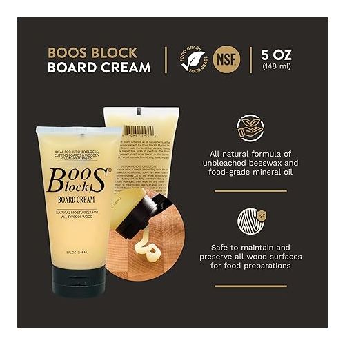  John Boos 2-Piece Boos Block Charcuterie Board and Wood Cutting Board Care and Maintenance Set, 16-Ounce Mystery Oil and 5-Ounce Board Cream