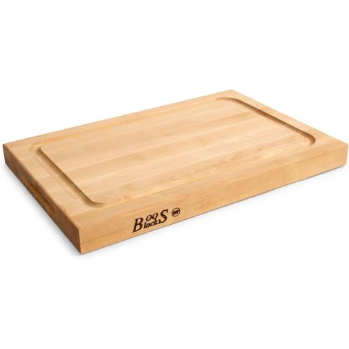  John Boos Large Maple Wood Cutting Board for Kitchen Prep, 18” x 12” x 1.5” Thick, Hand Grip, Juice Groove, Charcuterie, Reversible Boos Block
