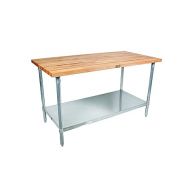 John Boos JNS08 Maple Top Work Table with Galvanized Steel Base and Adjustable Galvanized Lower Shelf, 36