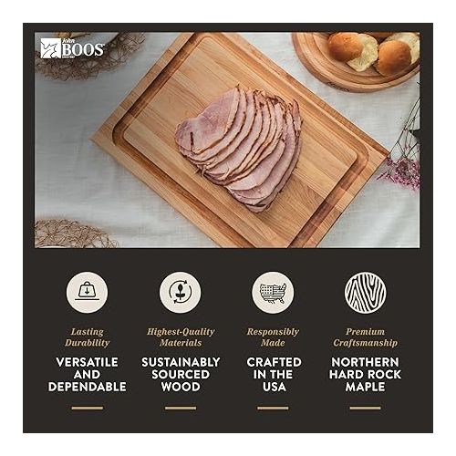  John Boos Boos Block CB Series Large Reversible Wood Cutting Board with Juice Groove, 1.5-Inch Thickness, 24