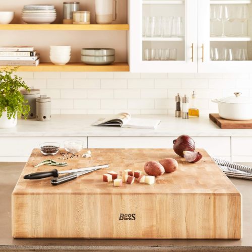  John Boos Maple Wood End Grain Reversible Butcher Block Cutting Board, 20x 15 x 2.25 Inches