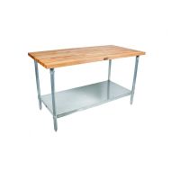 John Boos JNS09 Maple Top Work Table with Galvanized Steel Base and Adjustable Galvanized Lower Shelf, 48 Long x 30 Wide x 1-1/2 Thick