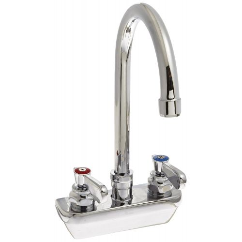  John Boos PBF-4SM-5GLF Heavy Duty Gooseneck Faucet, for Pro­Bowl Sinks, Low-Lead, 4 On-Center, 1/4 Turn, 5 Spout, Splash Mount