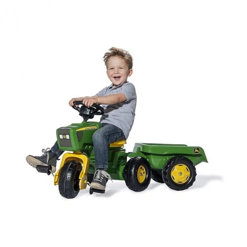  Kettler KETTLER John Deere 3 Wheel Tractor Pedal Riding Toy with Trailer