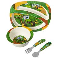 [아마존베스트]John Deeres Johnny Tractor and Friends Feeding 4 Piece Set, Green, Brown, Yellow, Blue, White, Red