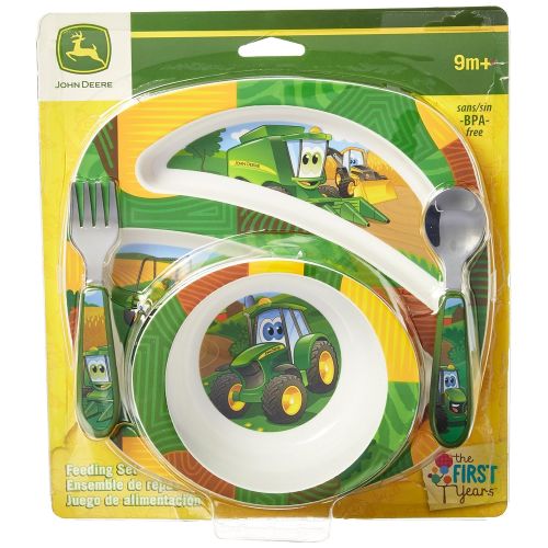  [아마존베스트]John Deeres Johnny Tractor and Friends Feeding 4 Piece Set, Green, Brown, Yellow, Blue, White, Red