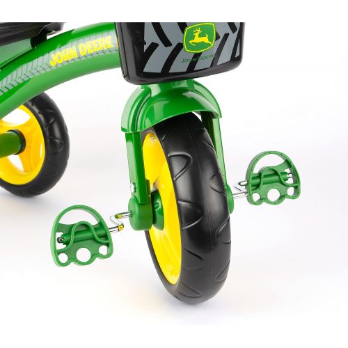  John Deere Heavy Duty Ride On Toys Tricycle with Basket for Kids Aged 2 Years and Up, Green