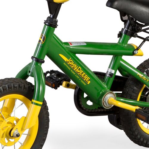  John Deere 12 Boys Bicycle, Kids Bike with Training Wheels and Front Hand Brake, Green