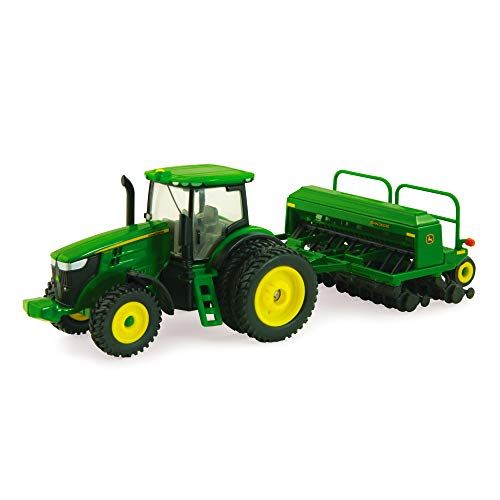  John Deere 1:64 Scale 7215R Tractor with 1590 Grain Drill , Green