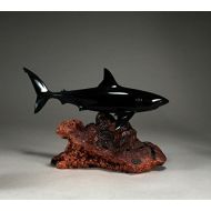 John Perry Studio Great White Shark Sculpture from John Perry Ebonite Statue 14 inches long