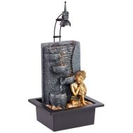 John Timberland Kneeling Buddha 17 H Gold Indoor/Outdoor LED Table Fountain