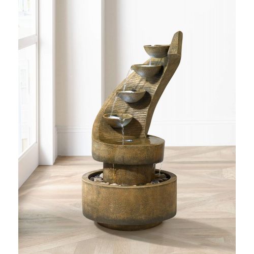  John Timberland Modern Curved Cascading Zen 39 1/2 H Fountain with LED Light