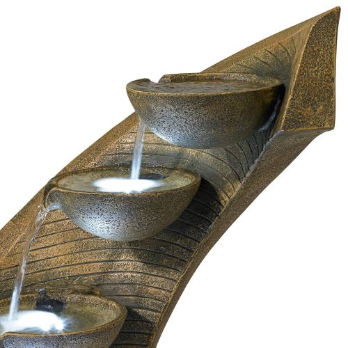  John Timberland Modern Curved Cascading Zen 39 1/2 H Fountain with LED Light