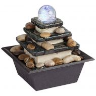 John Timberland Zen Tabletop Water Fountain with LED Light Rolling Ball 3-Tier for Indoor Table Desk