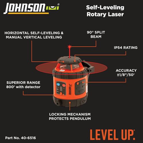  [아마존베스트]Johnson Level & Tool 99-006K Self Leveling Rotary Laser System Kit, Soft Shell Carrying Case, Alkaline Battery, Tripod, Mounting Bracket, 13ft Grade Rod, Magnetic Target, Protectiv