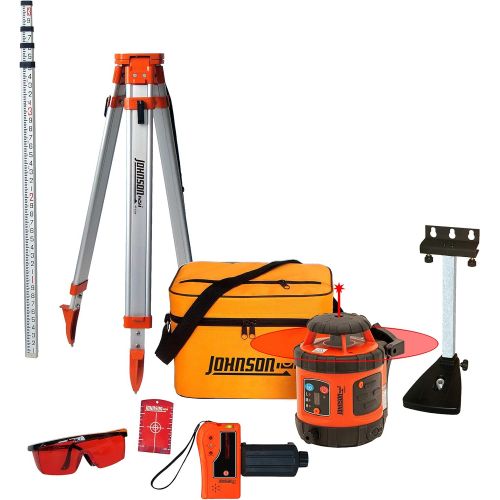  [아마존베스트]Johnson Level & Tool 99-006K Self Leveling Rotary Laser System Kit, Soft Shell Carrying Case, Alkaline Battery, Tripod, Mounting Bracket, 13ft Grade Rod, Magnetic Target, Protectiv