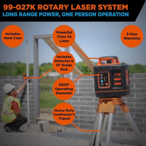  [아마존베스트]Johnson Level & Tool 99-027K Self-Leveling Rotary Laser System, Hard Case Kit