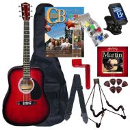 Chord Buddy Acoustic Guitar Beginners Package with Full Size Johnson JG-610 Bundle - Redburst