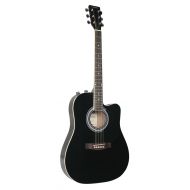 Johnson JG-650-TB Thinbody Acoustic Guitar with Pickup, Black