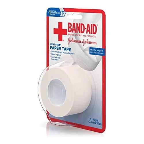  JOHNSON & JOHNSON Band-AID First Aid Paper Tape 1 Inch X 10 Yards 10 Yards (Pack of 8)