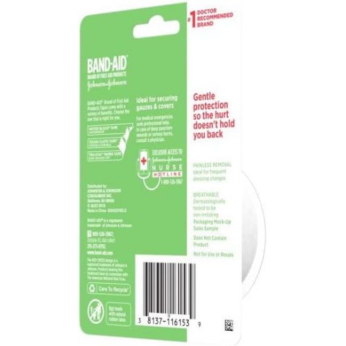  JOHNSON & JOHNSON Band-AID First Aid Paper Tape 1 Inch X 10 Yards 10 Yards (Pack of 8)