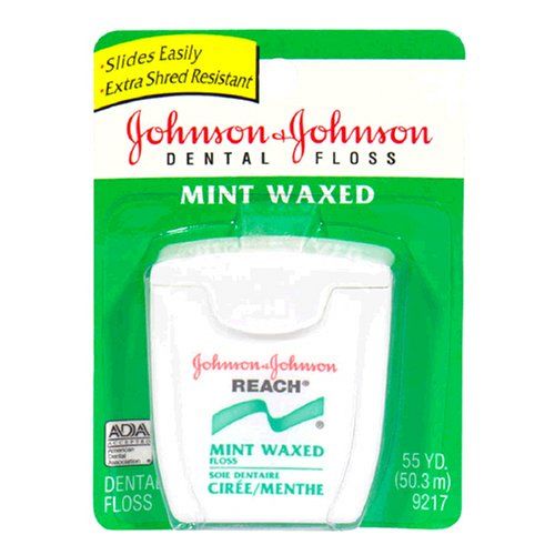  Johnson & Johnson Reach Dental Floss, Mint Waxed 55 yd (Pack of 12)