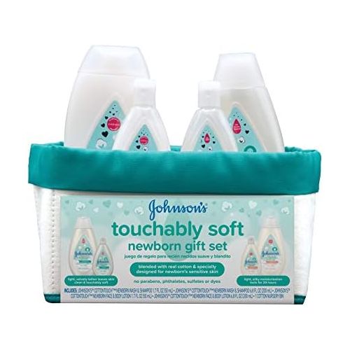  [아마존베스트]Johnson’s Touchably Soft Newborn Baby Gift Set, Baby Bath & Skincare for Sensitive Skin, 5 items