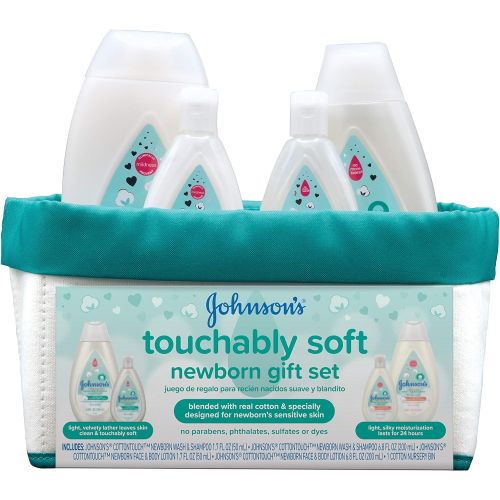  [아마존베스트]Johnson’s Touchably Soft Newborn Baby Gift Set, Baby Bath & Skincare for Sensitive Skin, 5 items