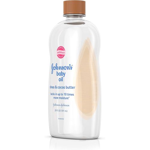  Johnsons Baby Oil, Mineral Oil Enriched With Shea & Cocoa Butter to Prevent Moisture Loss, Hypoallergenic, 20 fl. oz