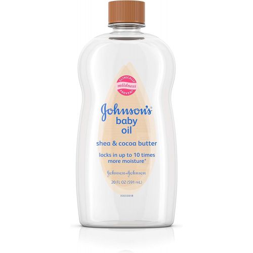  Johnsons Baby Oil, Mineral Oil Enriched With Shea & Cocoa Butter to Prevent Moisture Loss, Hypoallergenic, 20 fl. oz