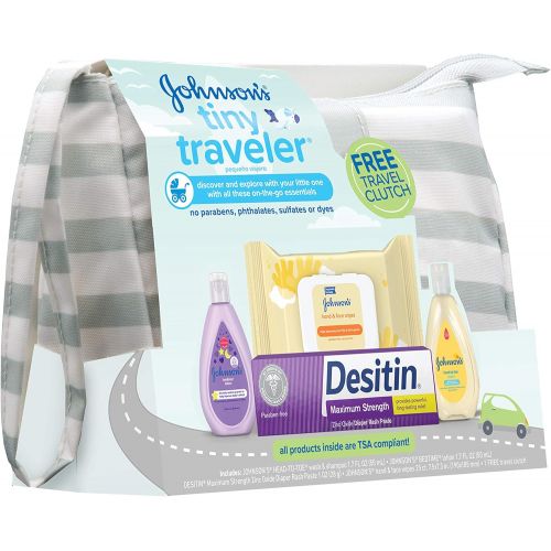  Johnson's Baby Johnsons Tiny Traveler Baby Gift Set, Baby Bath and Skin Care Essentials, TSA-Compliant, 5 Items