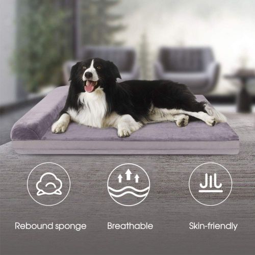  JoicyCo Dog Bed Large Foam Dog Bed Mat Washable Mattress with Pillow Machine Washable Cover