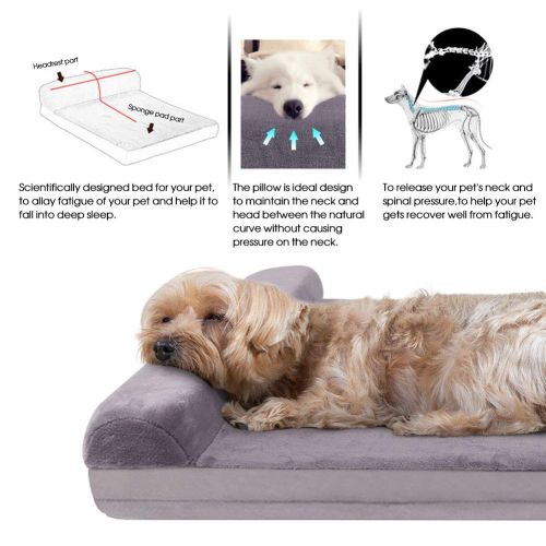  JoicyCo Dog Bed Large Foam Dog Bed Mat Washable Mattress with Pillow Machine Washable Cover