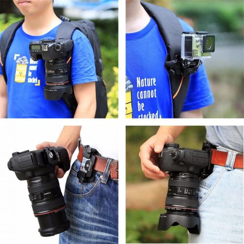  Joint Victory Digital SLR Camera Belt Clip Aluminum Alloy Strap Buckle Quick Release Clip Plate with 1/4 Tripod Screws