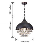 Jojospring Visalia Antique Black Single Light Crystal Chandelier