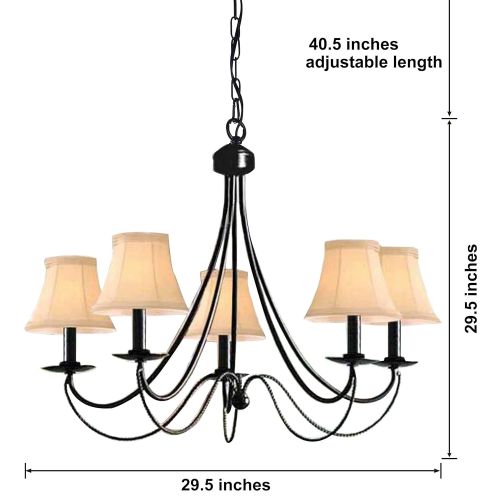  Jojospring Iron 5-Light Black Chandelier